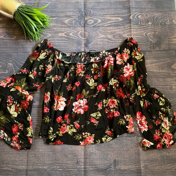 Ambiance Tops - Floral off the shoulder Blouse